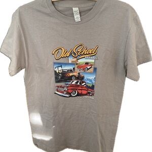 Grey ladies small Old School car  Graphic T-Shirt new without tags